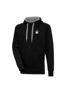 Men's Boston Celtics Antigua Black Metallic Logo Victory Raglan Pullover Hoodie
