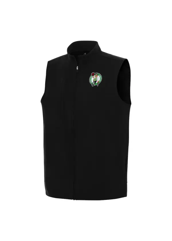 Men's Boston Celtics Antigua Black Regard Full-Zip Vest 1 Men's Boston Celtics Antigua Black Regard Full-Zip Vest