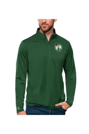 Men's Boston Celtics Antigua Green Team Tribute Quarter-Zip Pullover Top