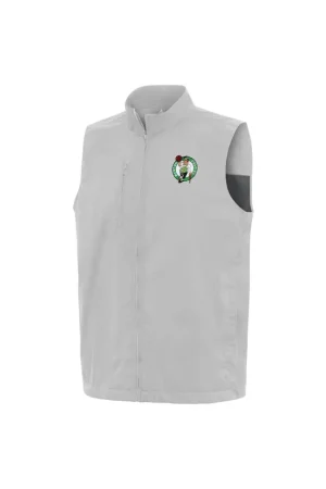 Men's Boston Celtics Antigua Heather Gray Brisk Full-Zip Vest