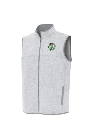 Men's Boston Celtics Antigua Heather Gray Fortune Full-Zip Vest