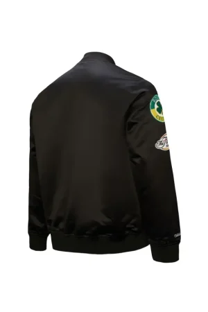 Men's Boston Celtics Black Hardwood Classics Blackout Collection Satin Full-Zip Jacket
