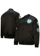 Men's Boston Celtics Black Hardwood Classics Blackout Collection Satin Full-Zip Jacket
