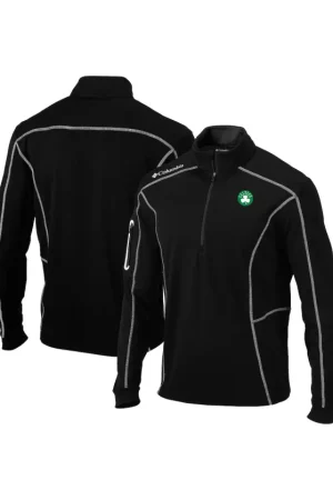 Men's Boston Celtics Columbia Black Omni-Wick Shotgun Quarter-Zip Pullover