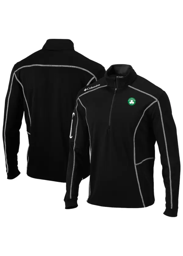 Men's Boston Celtics Columbia Black Omni-Wick Shotgun Quarter-Zip Pullover 1 Men's Boston Celtics Columbia Black Omni-Wick Shotgun Quarter-Zip Pullover