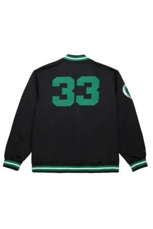 Men's Boston Celtics Larry Bird Mitchell & Ness Black NBA Legends Full-Snap Satin Jacket