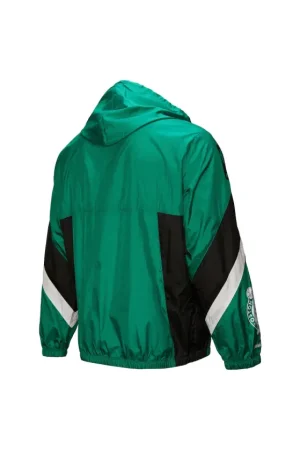 Men's Boston Celtics Mitchell & Ness Kelly Green Hardwood Classics Team Origins Anorak Quarter-Zip Windbreaker Jacket