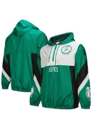 Men's Boston Celtics Mitchell & Ness Kelly Green Hardwood Classics Team Origins Anorak Quarter-Zip Windbreaker Jacket