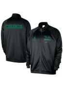 Men's Boston Celtics Nike Black Courtside Pique Club Full-Zip Track Jacket
