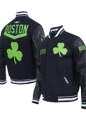 Men's Boston Celtics Pro Standard Black 2024/25 City Edition Wool Varsity Full-Zip Jacket