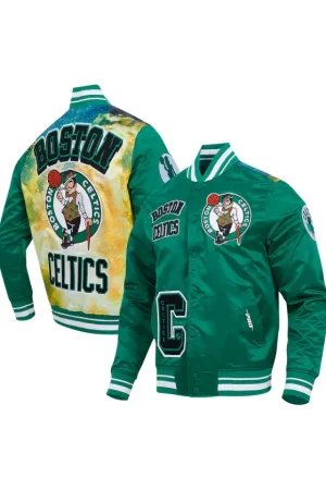 Men's Boston Celtics Pro Standard Kelly Green Sublimated Satin Full-Snap Jacket