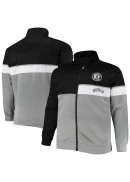 Men's Brooklyn Nets Black/Gray Big & Tall Pieced Body Full-Zip Track Jacket