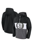 Men's Brooklyn Nets Fanatics Black/Gray Anorak Flagrant Foul Color-Block Raglan Hoodie Half-Zip Jacket