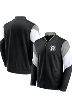 Men's Brooklyn Nets Fanatics Black/Gray League Best Performance Full-Zip Jacket