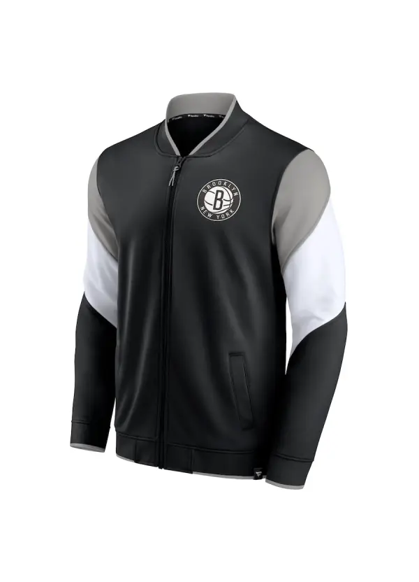 Men's Brooklyn Nets Nike Black 2023/24 Authentic Showtime Full-Zip Hoodie 3 Men's Nets Fanatics Black/Gray Full-Zip Jacket