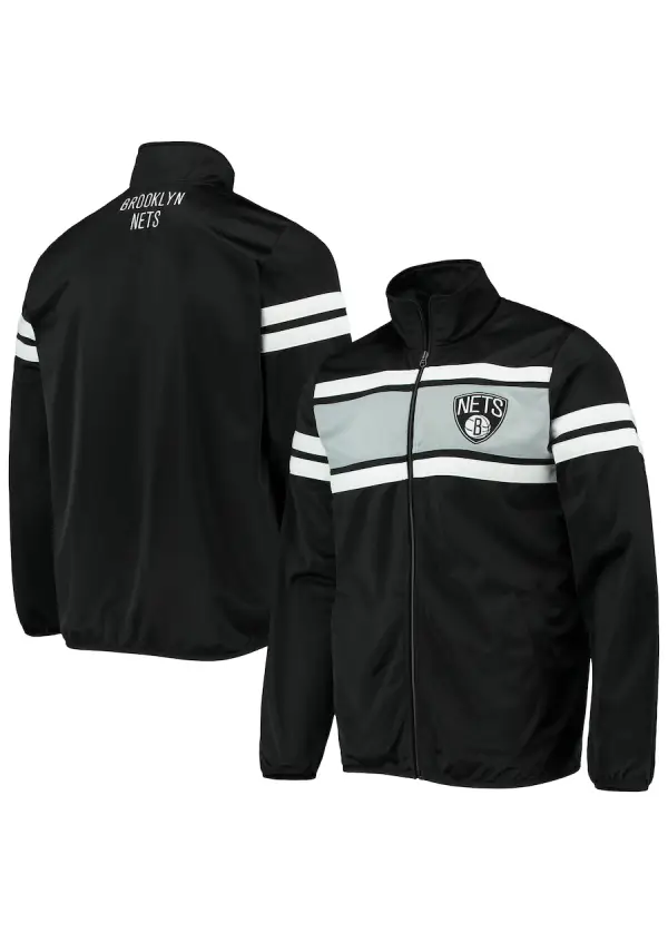Men's Brooklyn Nets G-III Sports by Carl Banks Black Power Pitcher Full-Zip Track Jacket 1 Men's Brooklyn Nets G-III Sports by Carl Banks Black Power Pitcher Full-Zip Track Jacket