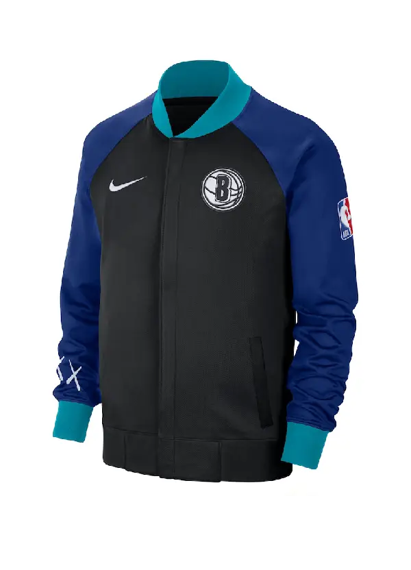 Men's Brooklyn Nets Nike Black 2023/24 City Edition Authentic Showtime Performance Raglan Full-Zip Jacket 2 Men's Nets Nike 2023/24 Showtime Full-Zip Jacket