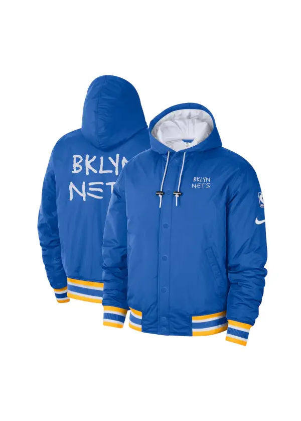 Men's Brooklyn Nets Nike Royal/White 2022/23 City Edition Courtside Bomber Full-Zip Hoodie Jacket 1 Men's Brooklyn Nets Nike Royal/White 2022/23 City Edition Courtside Bomber Full-Zip Hoodie Jacket is in stock now at NBA Store and Guaranteed Authentic.
