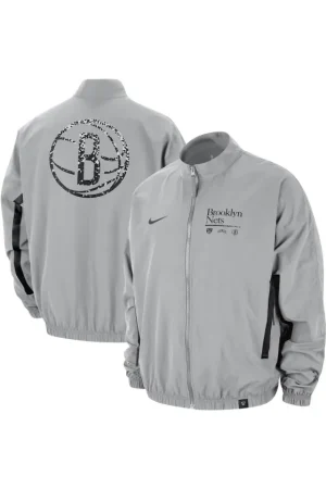 en's Brooklyn Nets Nike Silver Courtside Vintage Warmup Full-Zip Jacket