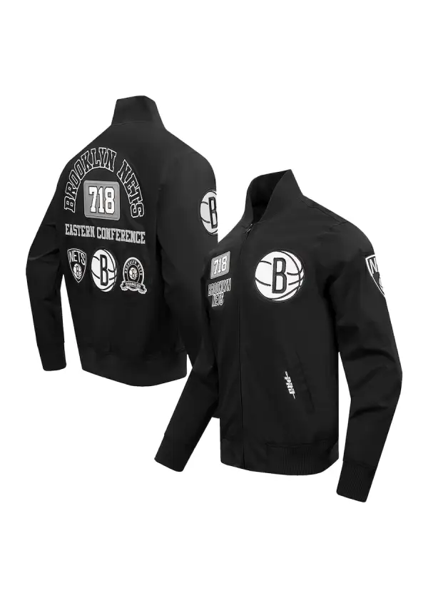 Men's Brooklyn Nets Pro Standard Black Area Code Twill Full-Zip Jacket