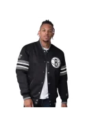 Men's Brooklyn Nets Starter Black Scout Varsity Satin Full-Snap Jacket