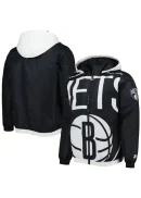 Men's Brooklyn Nets Starter Black The Triple Double Full-Zip Hoodie Jacket