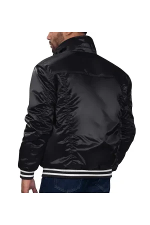 Men's Brooklyn Nets Starter x Levi's Black Silver Label Trucker Satin Full-Snap Jacket