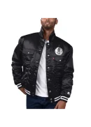 Men's Brooklyn Nets Starter x Levi's Black Silver Label Trucker Satin Full-Snap Jacket