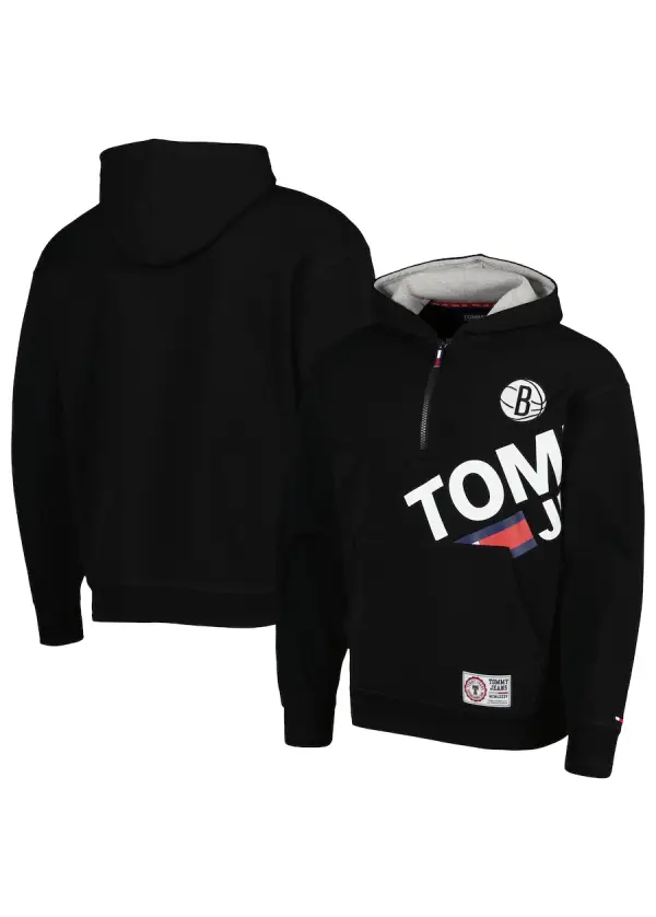 Men's Brooklyn Nets Fanatics Black Rainbow Shot Full-Zip Hoodie 1 Men's Brooklyn Nets Tommy Jeans Black Bernard Half-Zip Hoodie