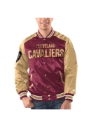 Men's Cavs Starter Wine/Gold Satin Varsity Jacket