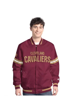 Men's Cavs Starter Wine/Gold Scout Varsity Jacket
