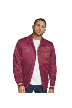 Men's Cavs Tommy Jeans Wine Varsity Snap Jacket