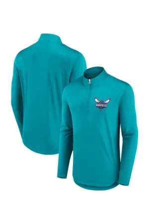 Men's Charlotte Hornets Fanatics Aqua Lightweight Quarter-Zip Pullover