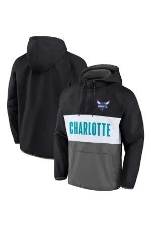 Men's Hornets Black/Gray Colorblock Anorak Hoodie