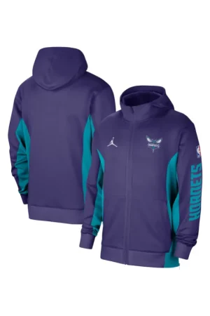 Men's Charlotte Hornets Jordan Brand Purple 2023/24 Authentic Showtime Full-Zip Hoodie