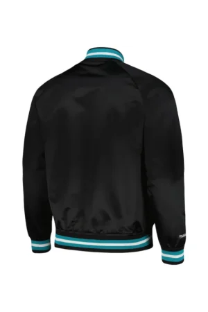 Men's Charlotte Hornets Mitchell & Ness Black Hardwood Classics Throwback Wordmark Raglan Full-Snap Jacket