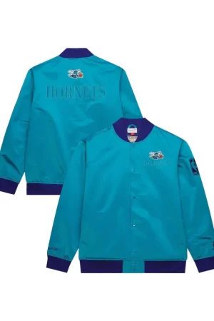 Men's Charlotte Hornets Mitchell & Ness Teal Hardwood Classics Team OG 3.0 Satin Jacket