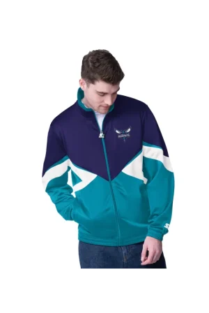 Men's Charlotte Hornets Starter Purple Rush Applique Full-Zip Track Jacket