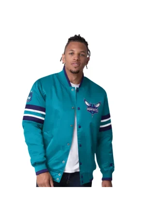 Men's Charlotte Hornets Starter Teal Scout I Full-Snap Varsity Jacket