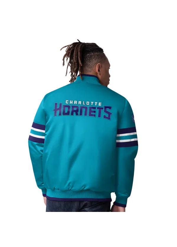 Men's Charlotte Hornets Starter Teal Scout I Full-Snap Varsity Jacket 2 Men's Charlotte Hornets Starter Teal Scout I Full-Snap Varsity Jacket - Image 2