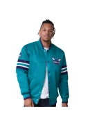 Men's Charlotte Hornets Starter Teal Scout Varsity Satin Full-Snap Jacket