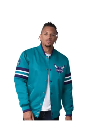 Men's Charlotte Hornets Starter Teal Scout Varsity Satin Full-Snap Jacket