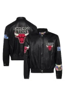 Men's Bulls Jeff Hamilton Black Vegan Leather Hoodie