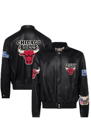 Men's Bulls Jeff Hamilton Black Vegan Leather Hoodie