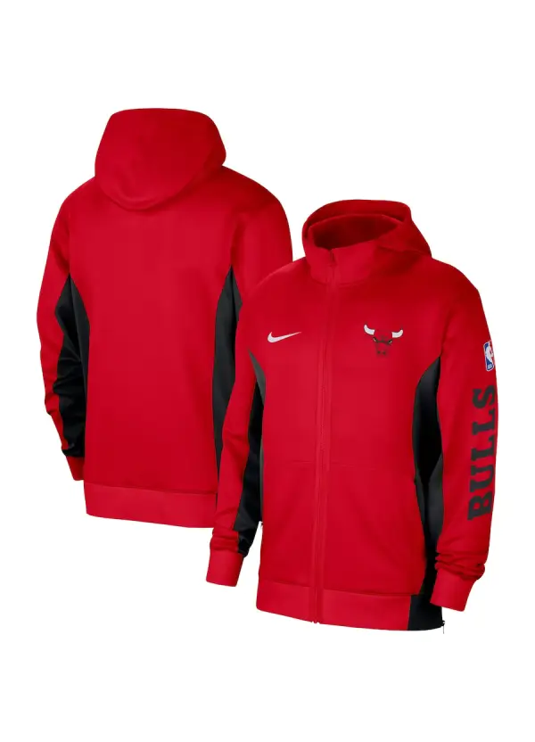 Men's Chicago Bulls Nike Red 2023/24 Authentic Showtime Full-Zip Hoodie 1 Men's Bulls Nike 2023/24 Showtime Full-Zip Hoodie