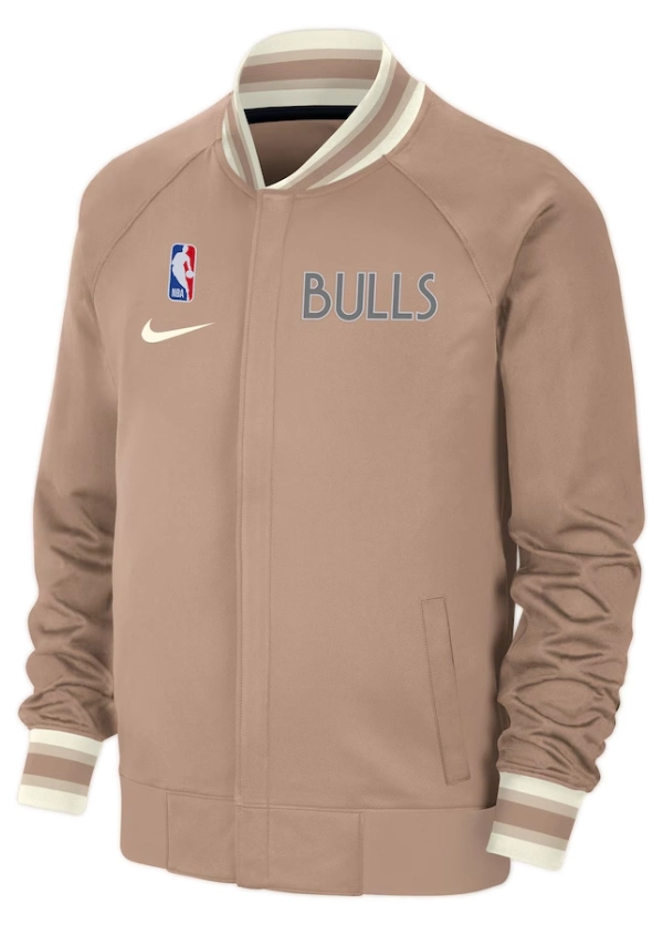 Men's Chicago Bulls Nike Tan 2024/25 City Edition Authentic Showtime Performance Full-Zip Jacket 3 Men’s Chicago Bulls Nike Tan2