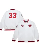 Men's Bulls Pippen White Legends Satin Snap Jacket