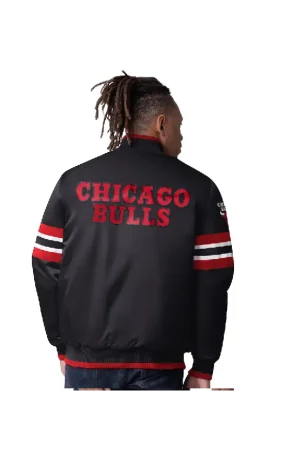 Men's Chicago Bulls Starter Black Scout Varsity Satin Full-Snap Jacket