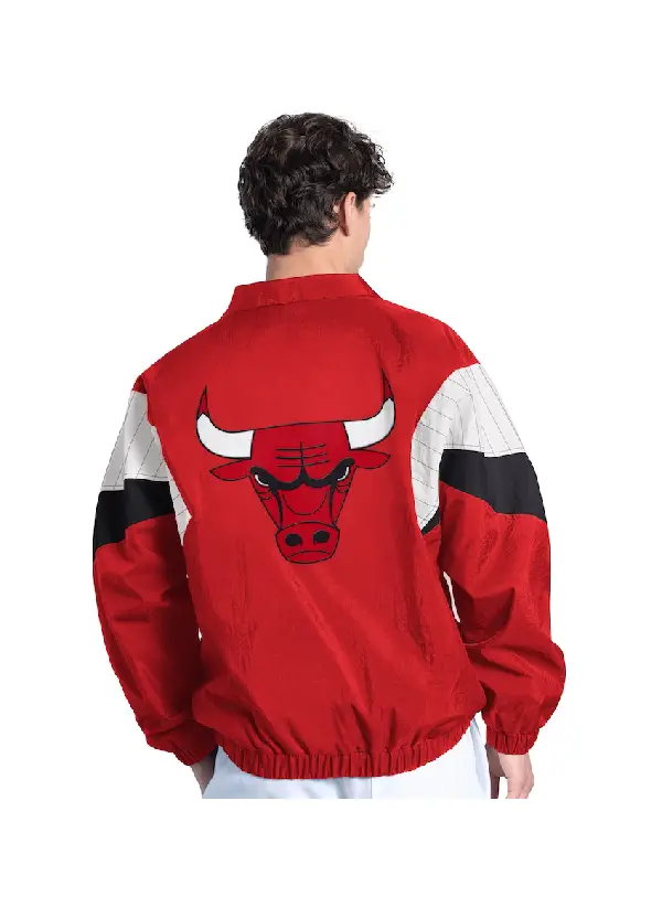 Men's Chicago Bulls Starter Red Yard Line Full-Zip Jacket 2 Men's Bulls Starter Red Yard Line Full-Zip Jacket