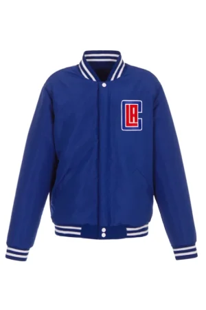 Men's LA Clippers JH Design Royal/White Reversible Fleece & Faux Leather Full-Snap Jacket